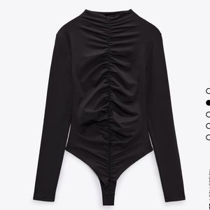 NWT ZARA RUCHED BODYSUIT BLACK